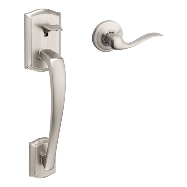 Clear Pack Prescott Passage Handleset, Tustin Lever Trim, No Deadbolt, RCAL Latch, Satin Nickel Finish